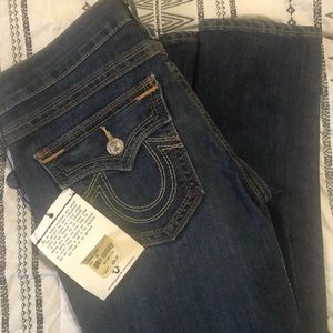 True Religion sz 29 skinny jeans mid denim blue ash wash color